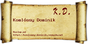 Komlóssy Dominik névjegykártya