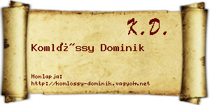 Komlóssy Dominik névjegykártya